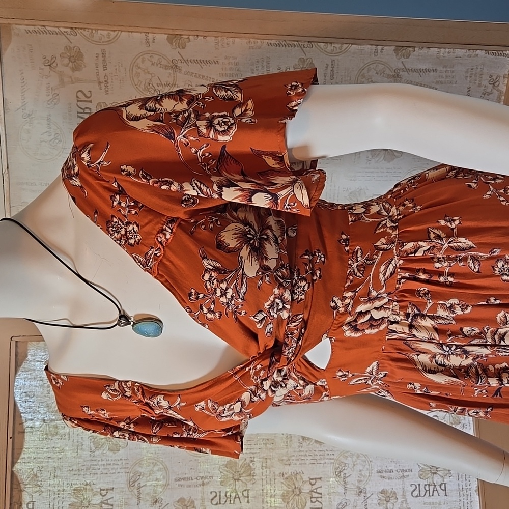 Floral Rust Dress Small - Picture 2 of 12